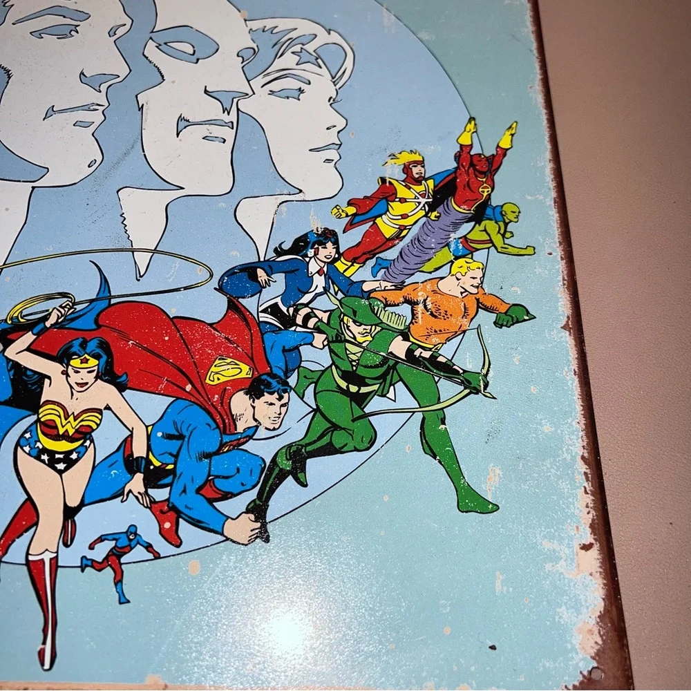 Justice League Retro HOME/GARAGE TIN SIGN Vintage Hero DC Comics‎ 12.5x16